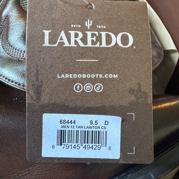 BNIB Laredo Men’s Cowboy Boots Leather Size 9.5 Dark Brown Lawton - Picture 5 of 8